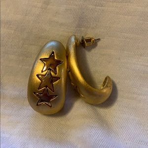 Vintage brushed gold pierced earrings